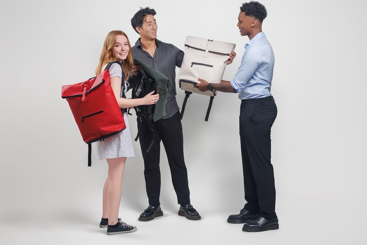 Model wearing NORJ backpack